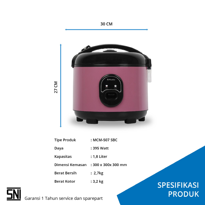 Miyako Rice Cooker Magic Warmer Plus 1.8 L - MCM507 SBC | MCM-507 SBC